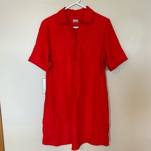 Chicos Red Linen Popover Dress Size 1 Medium Size 8